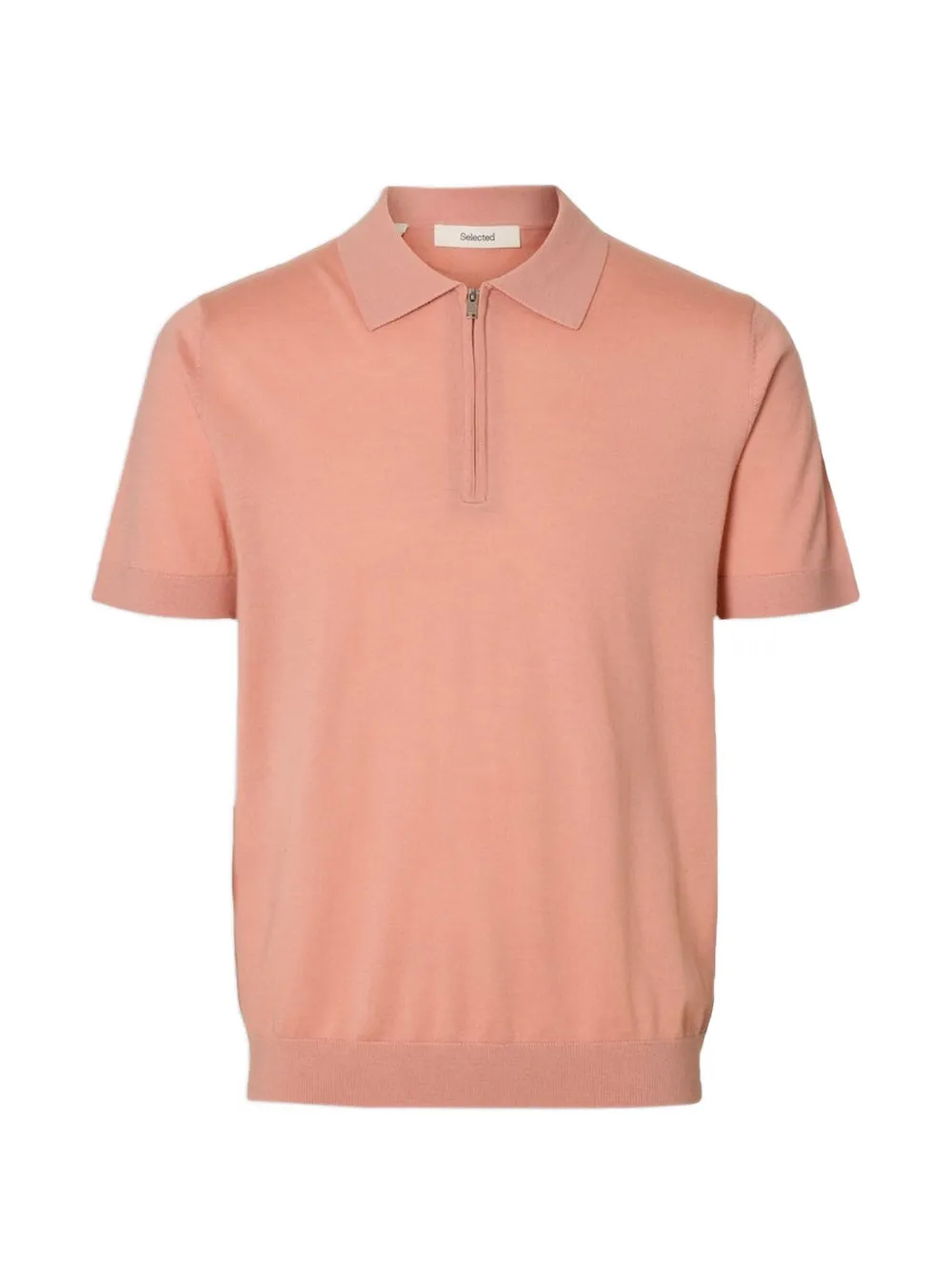 SELECTED half zip polo shirt - Rosa