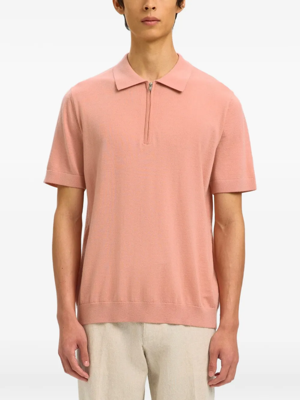  Selected Half Zip Polo Shirt - Pink 