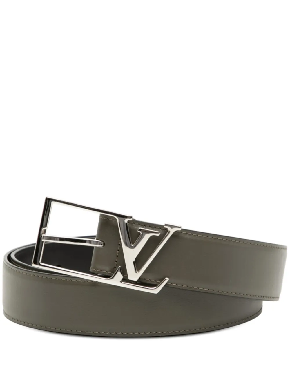 Pre-owned Louis Vuitton 2023 Leather Lv Initiales Skyline Belt In Brown