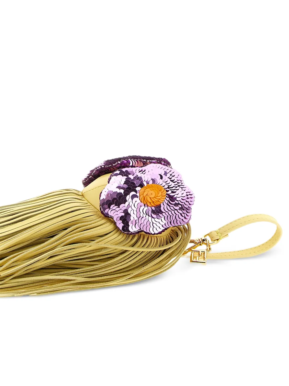  Fendi Aquamarine Sequin Embroidered Fringed Charm - Yellow 