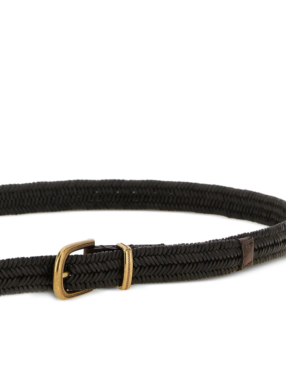  Brunello Cucinelli Braided Stretch Leather Belt - Brown 