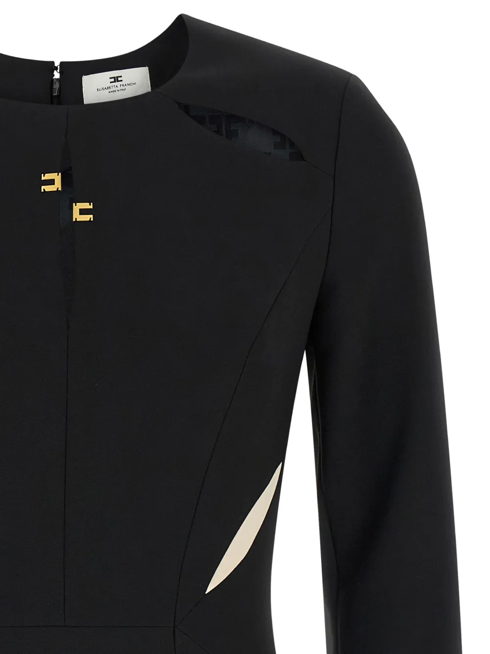 Elisabetta Franchi Sheath jurk met uitgesneden details en ovlogoerslag Zwart