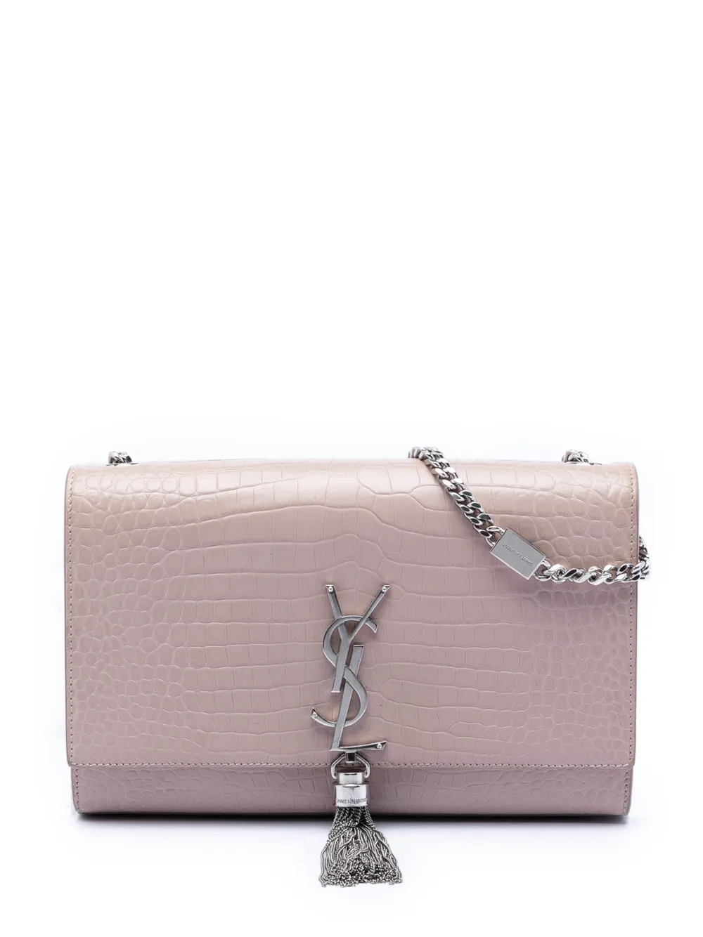 Saint Laurent Pre-Owned 2013-2026 Medium Croc Embossed Leather Kate Tassel crossbody bag - Pink