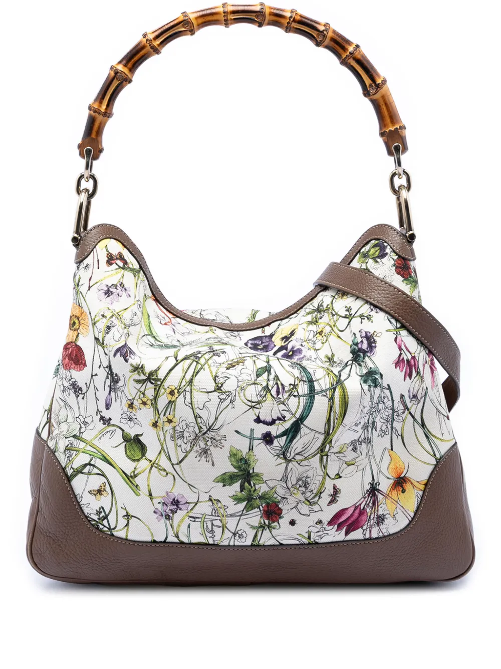 Gucci Pre-Owned 2016-2025 Flora Canvas Bamboo Diana satchel - Bianco