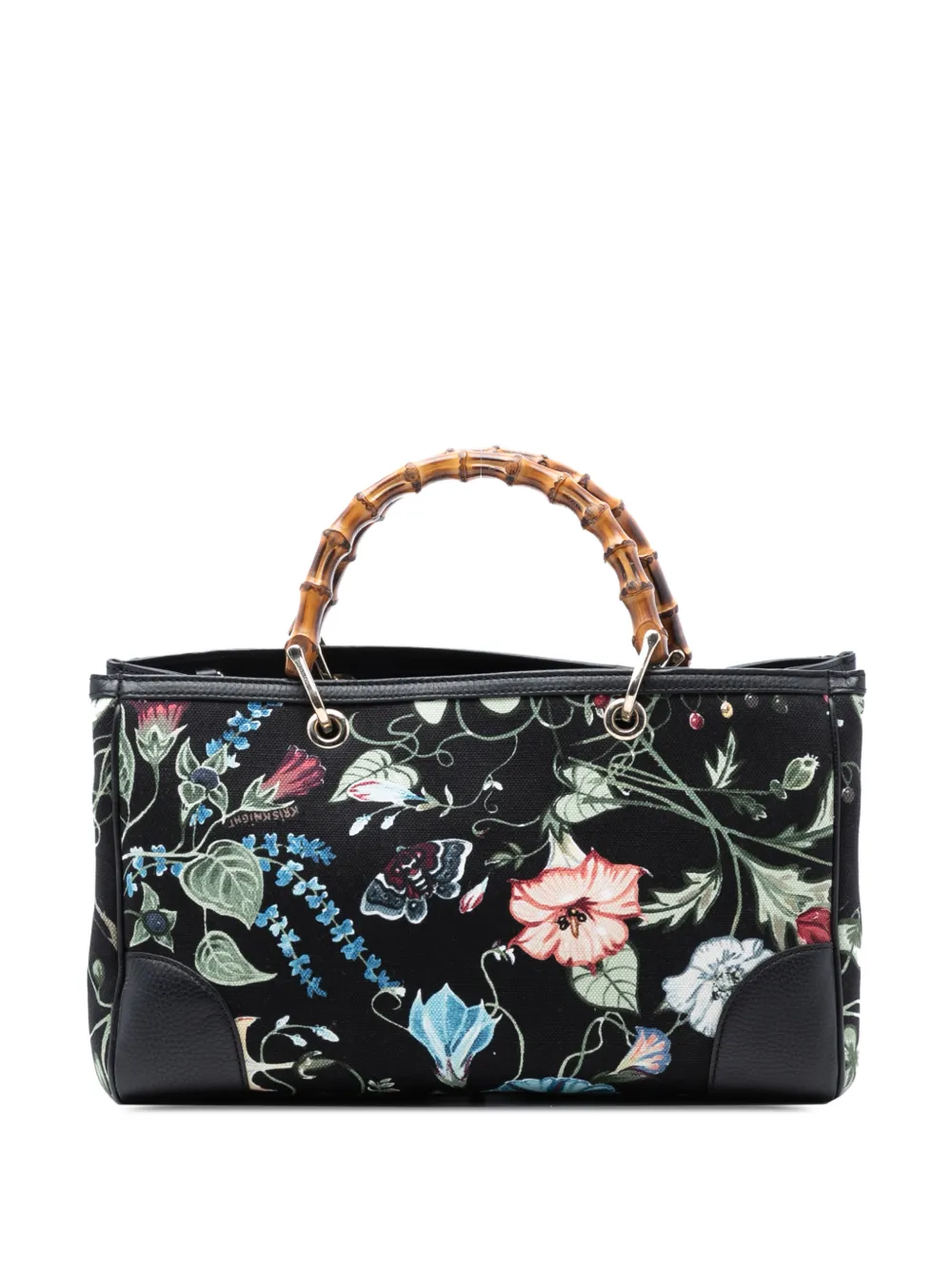 Gucci Pre-Owned 2016-2025 Medium Canvas Flora Knight Bamboo Shopper satchel - Nero