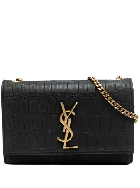 Saint Laurent Pre-Owned 2023 Small Croc Embossed Nubuck Monogram Kate crossbody bag