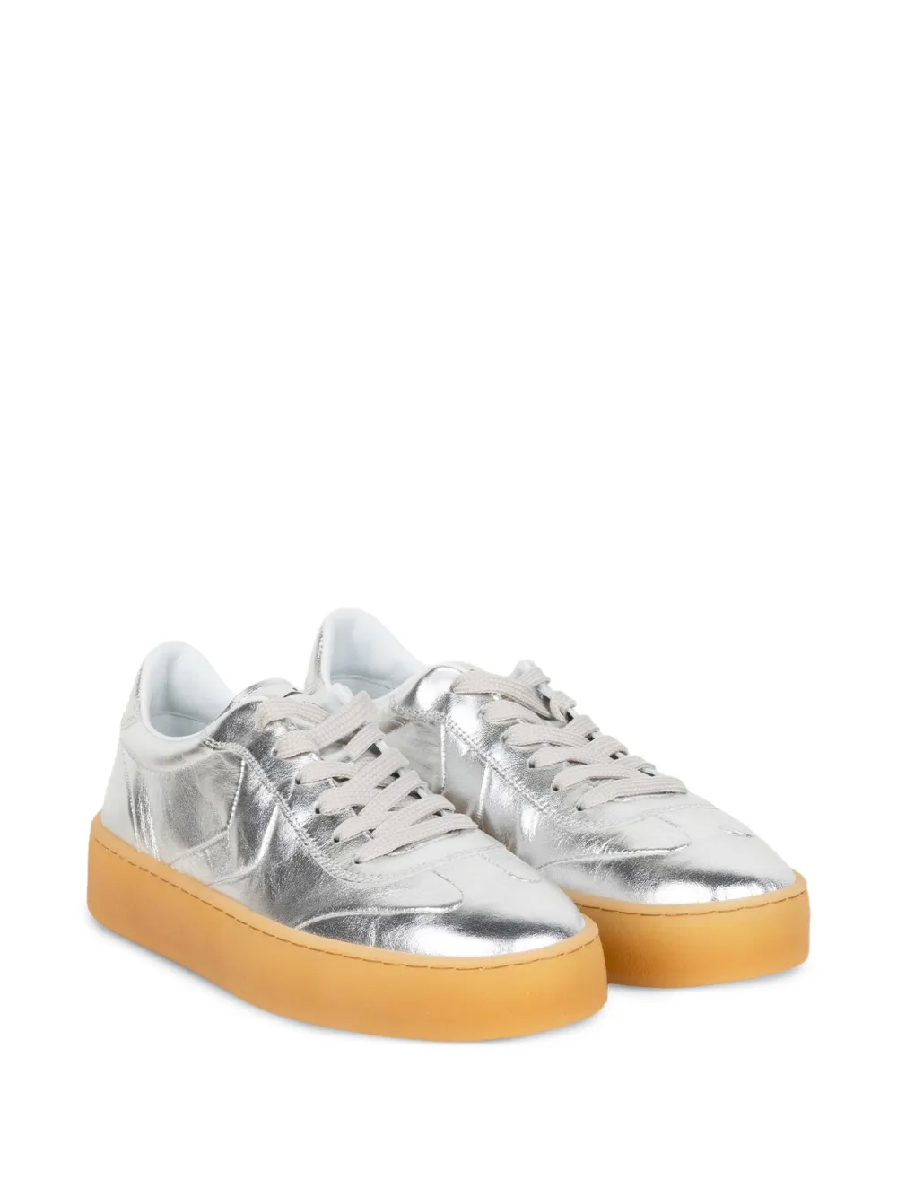  Voile Blanche Leather Lace-up Sneakers - Silver 
