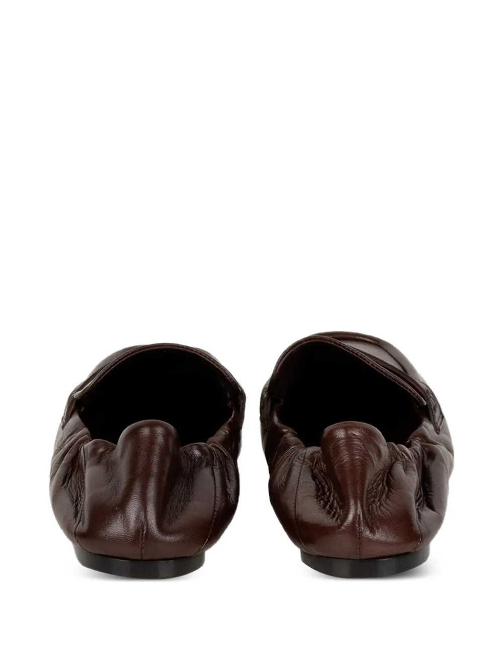  Guglielmo Rotta Gathered Leather Loafers - Brown 