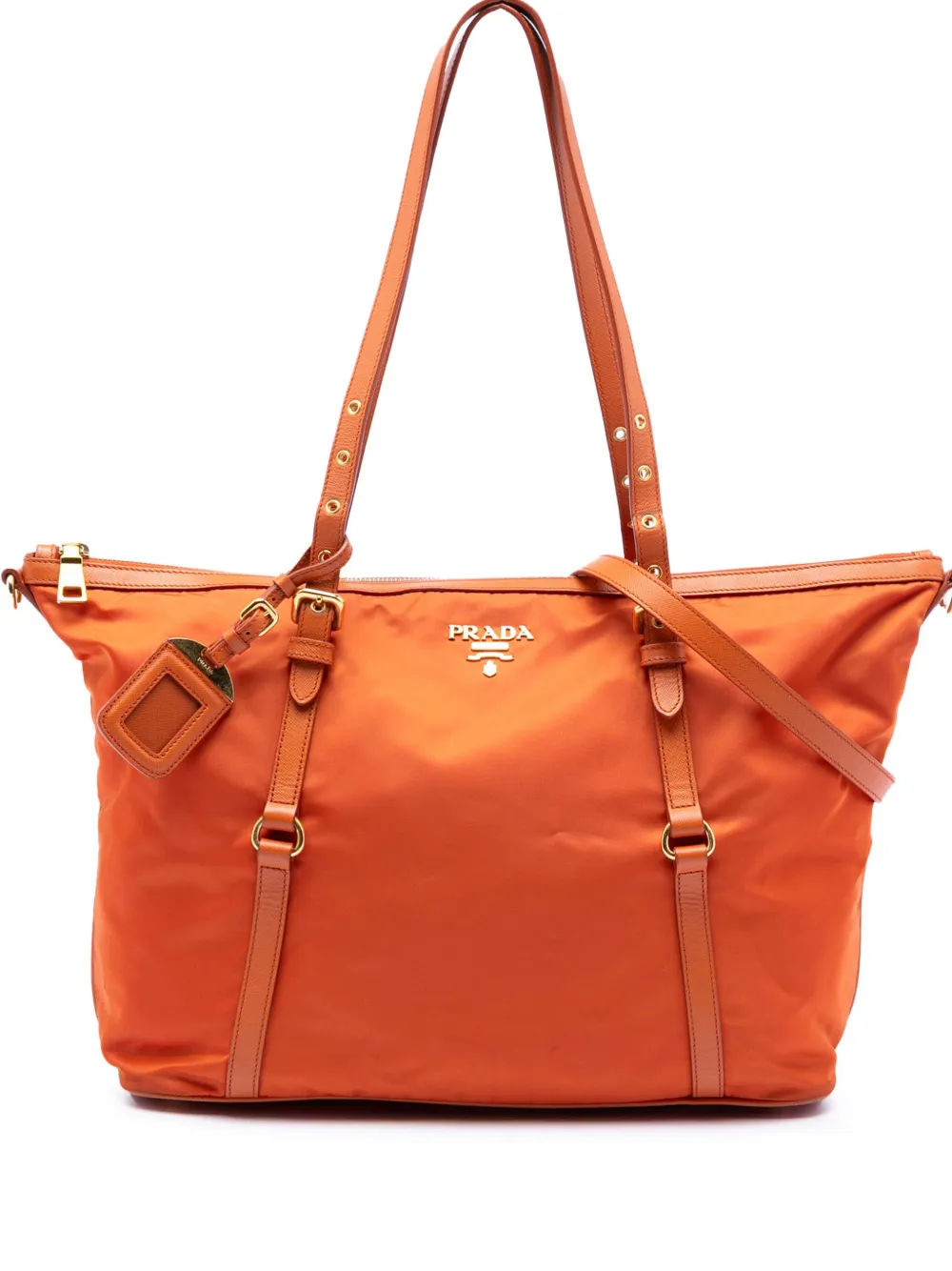 Prada Pre-Owned 2010-2016 Saffiano Trimmed Tessuto satchel - Orange