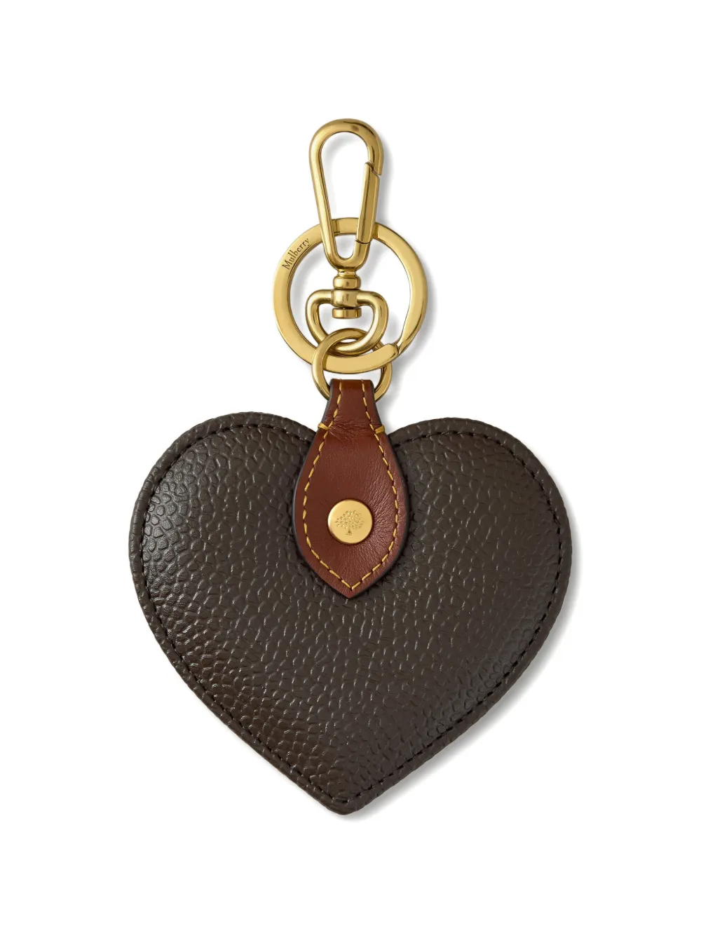 Mulberry Heart pebble-grain keyring - Braun