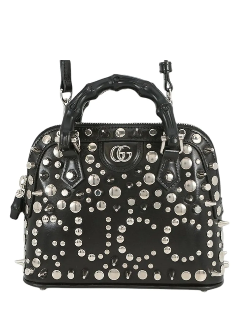 Gucci Pre-Owned 2000-2015 Mini Studded Dollar Calfskin Bamboo Diana Dome satchel - Nero