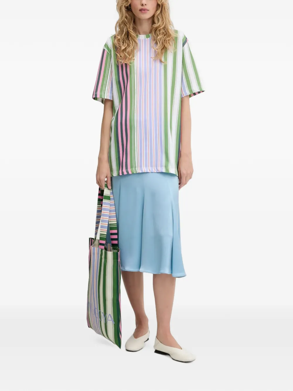 Stine Goya striped cotton T-shirt Groen