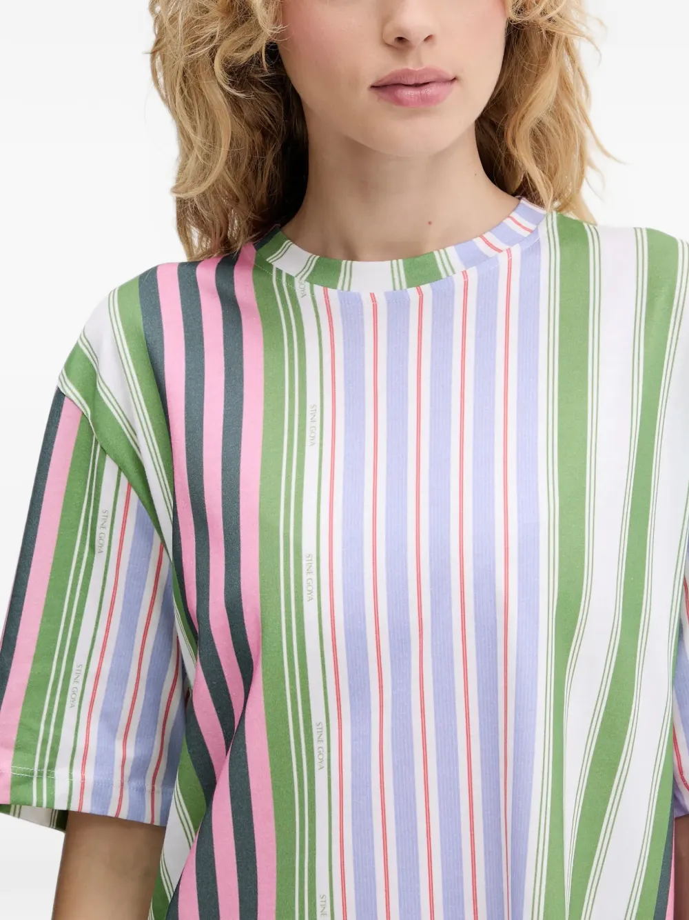 Stine Goya striped cotton T-shirt Groen