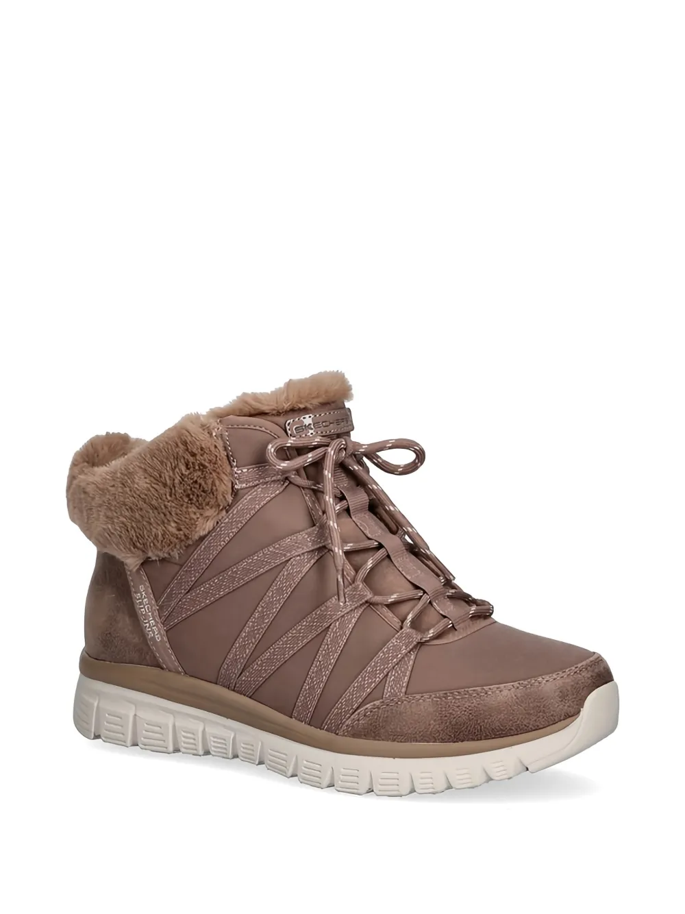 Skechers Veterlaarzen van imitatiebont Bruin
