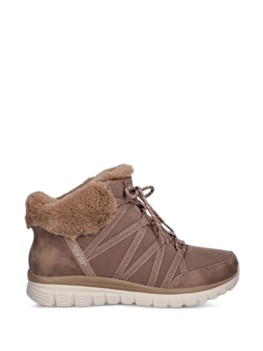 Skechers Veterlaarzen van imitatiebont Bruin