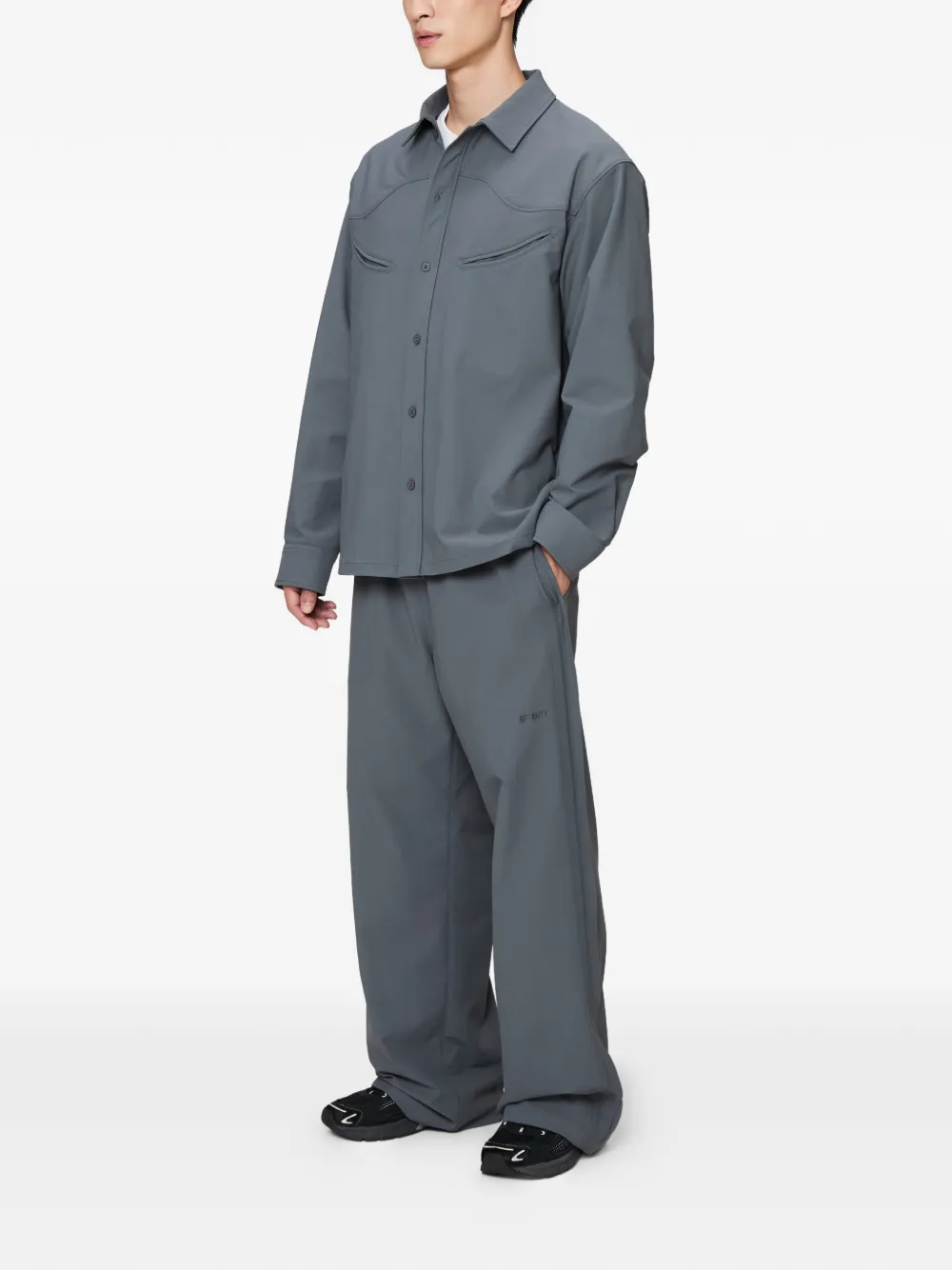 Off Duty Overhemd met borstzak en Western-design Zwart
