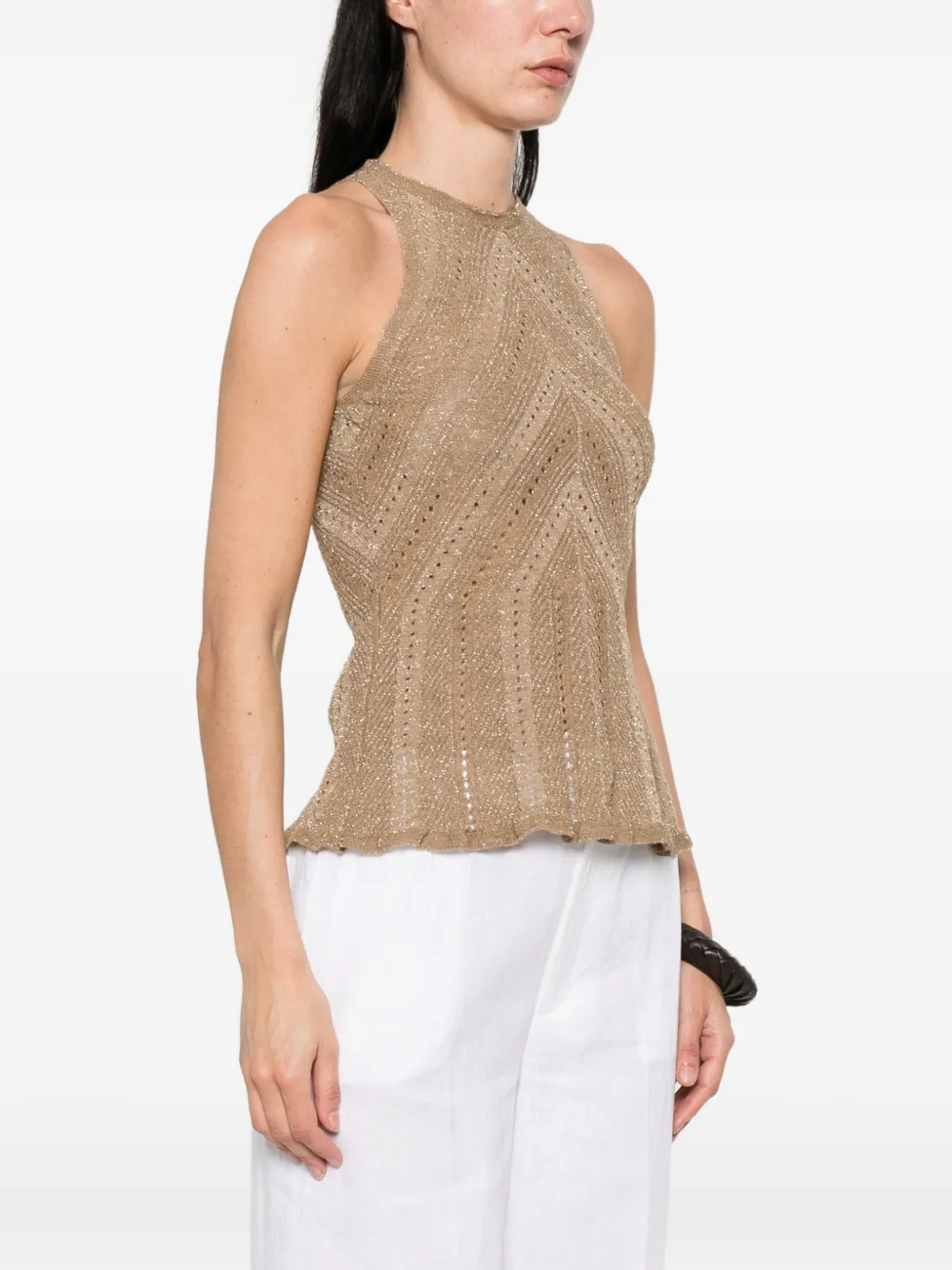 TWINSET Linnen gebreide top met lurex Goud