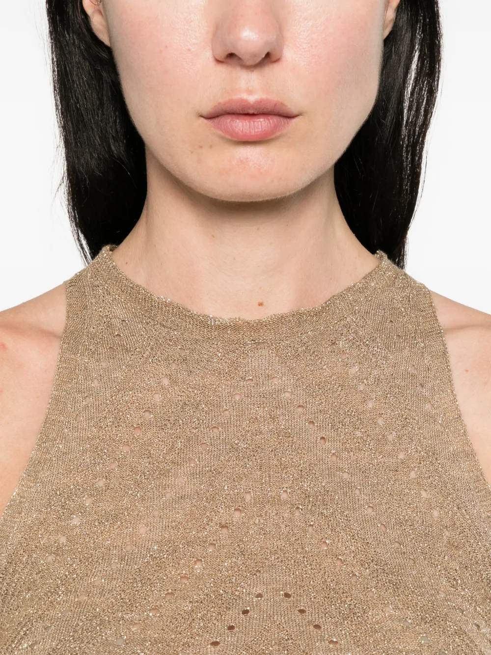 TWINSET Linnen gebreide top met lurex Goud