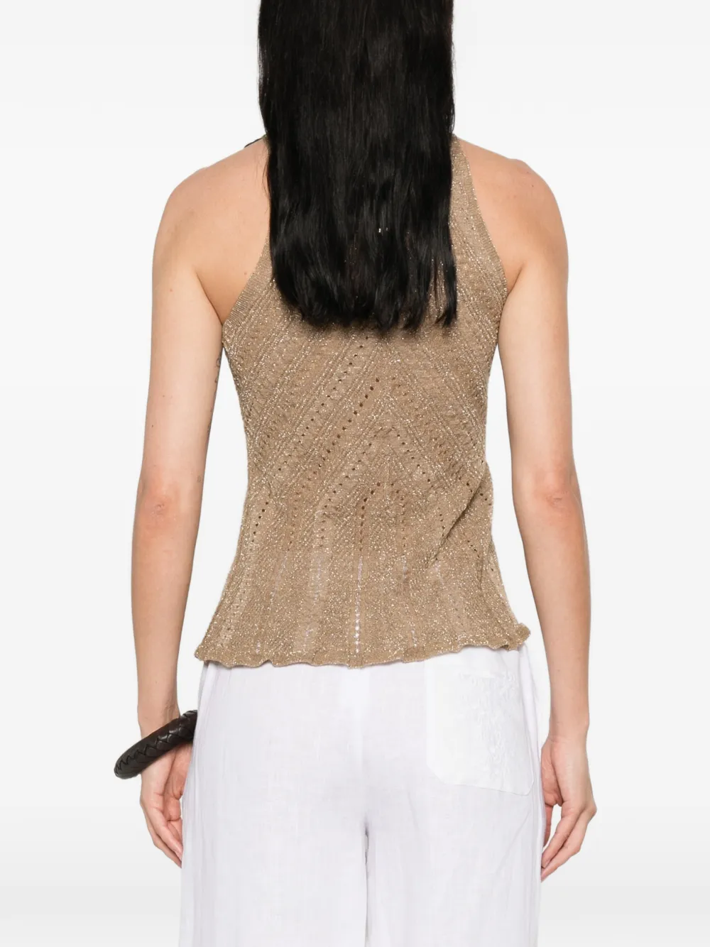 TWINSET Linnen gebreide top met lurex Goud
