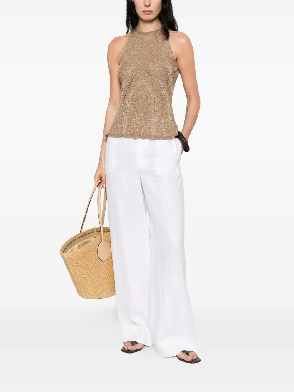 TWINSET Linnen gebreide top met lurex Goud