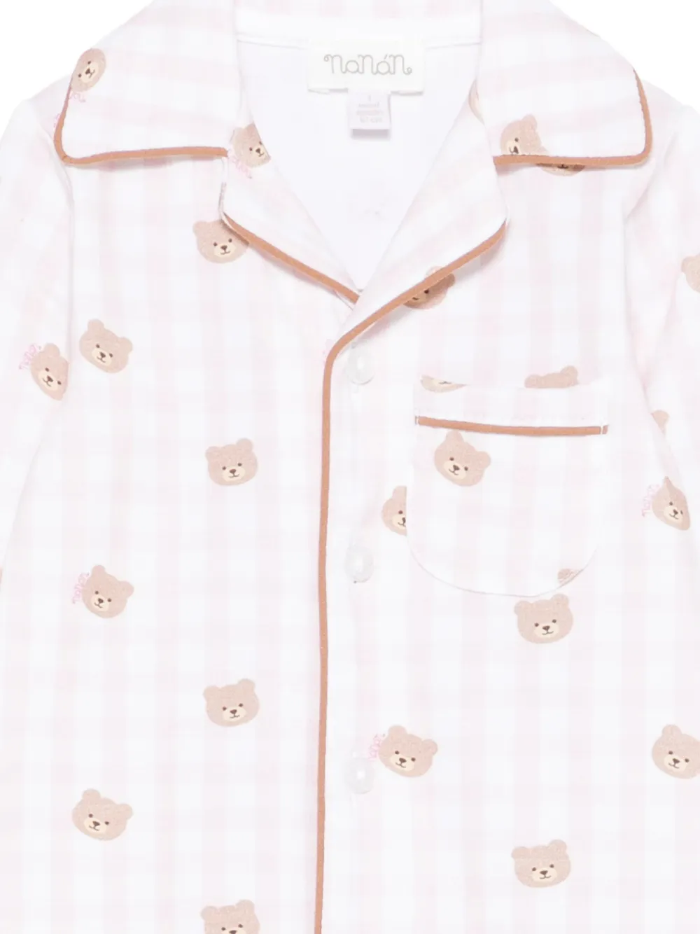  Nanan Teddy-print Checked-pattern Romper - White 