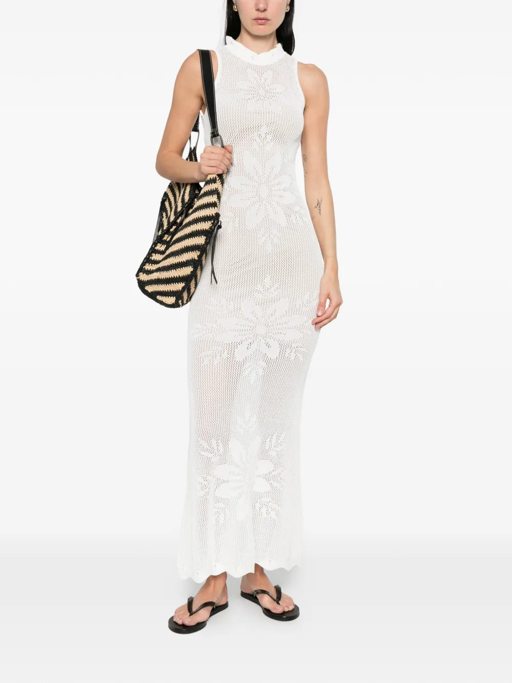 TWINSET floral sleeveless maxi dress - Bianco