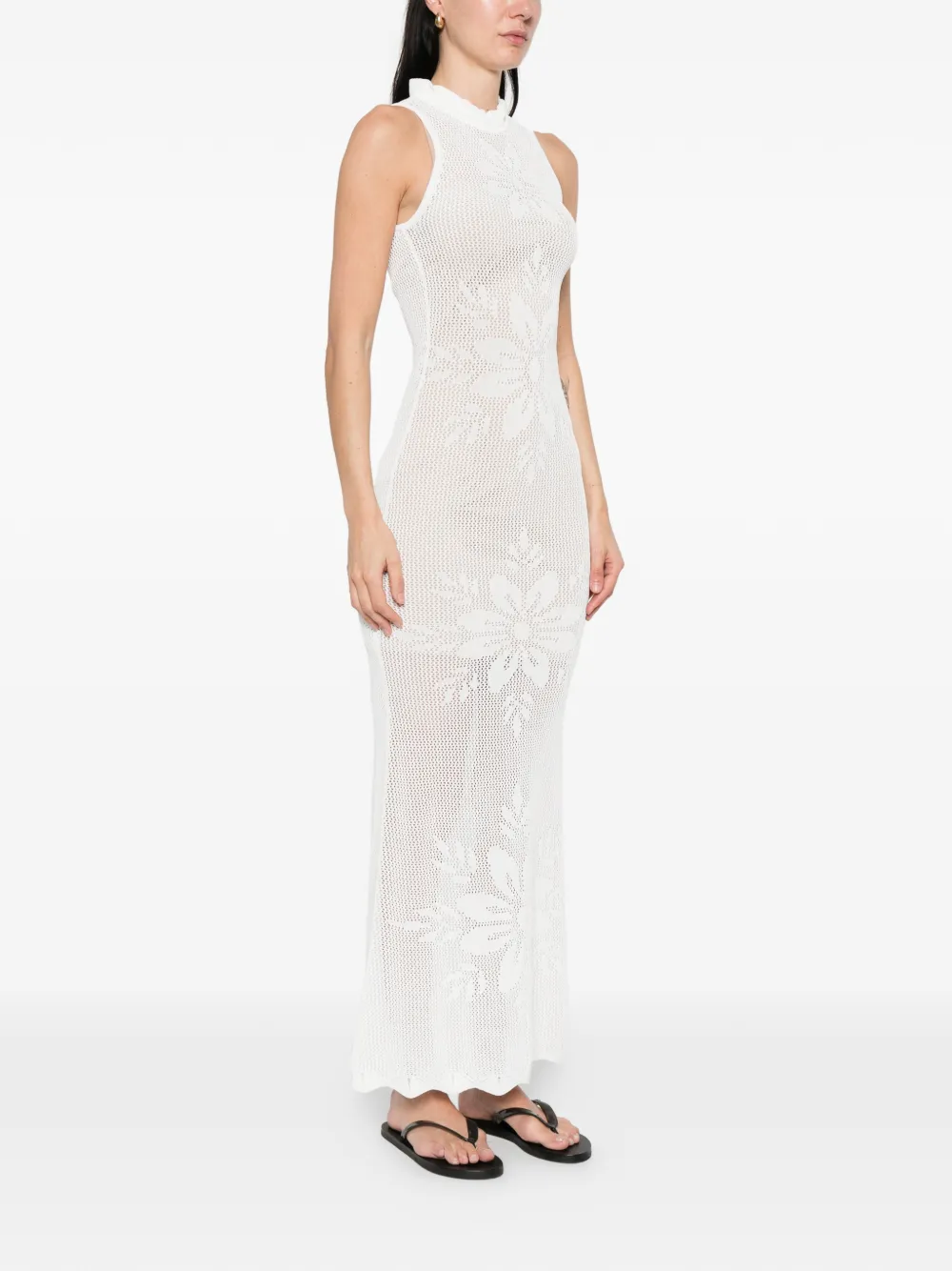TWINSET Mouwloze maxi-jurk met bloemenprint Wit