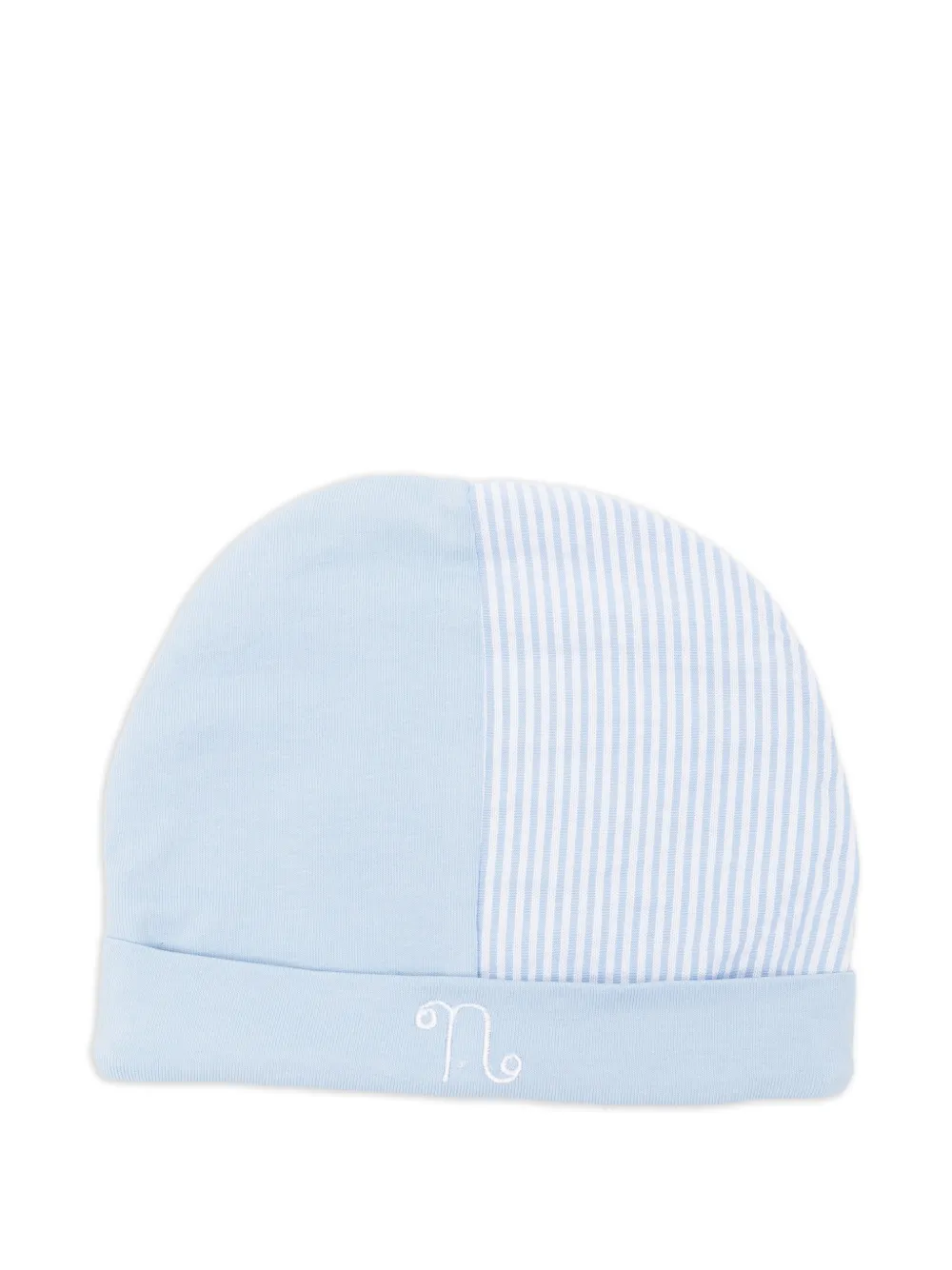 NANAN striped embroidered beanie hat - Blu