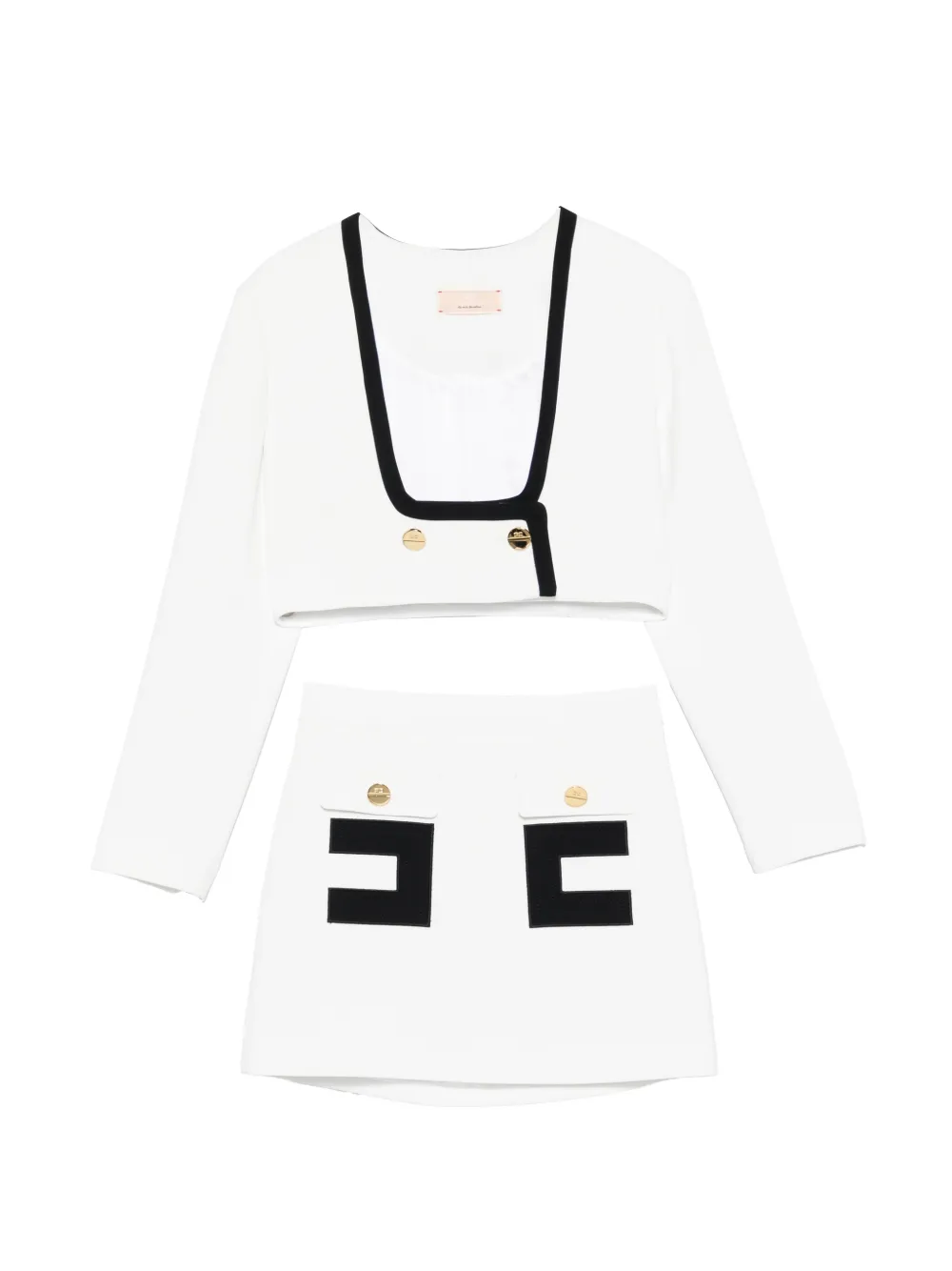 Elisabetta Franchi Kids black-trim skirt set - Weiß