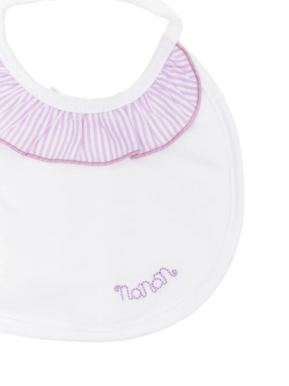  Nanan Striped Ruffled Bib - White 