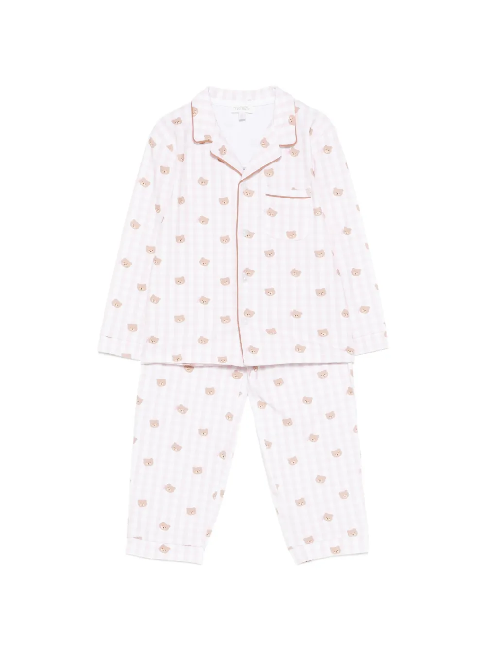 NANAN gingham-pattern bear-detail pajamas - Pink