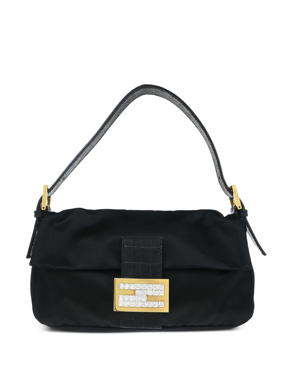 Fendi Pre-Owned 2009 croc-embossed crystal handbag - Black