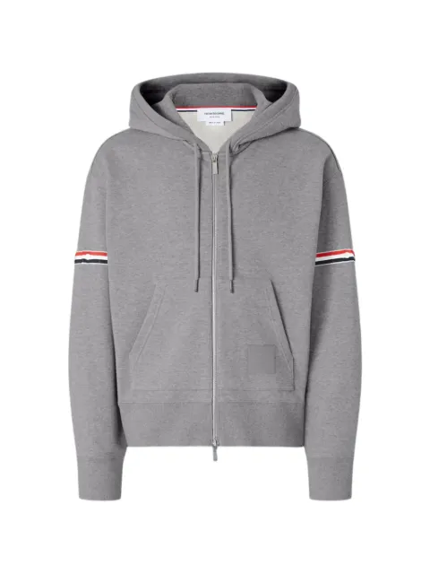 Thom Browne loopback jersey armband relaxed zip-up hoodie