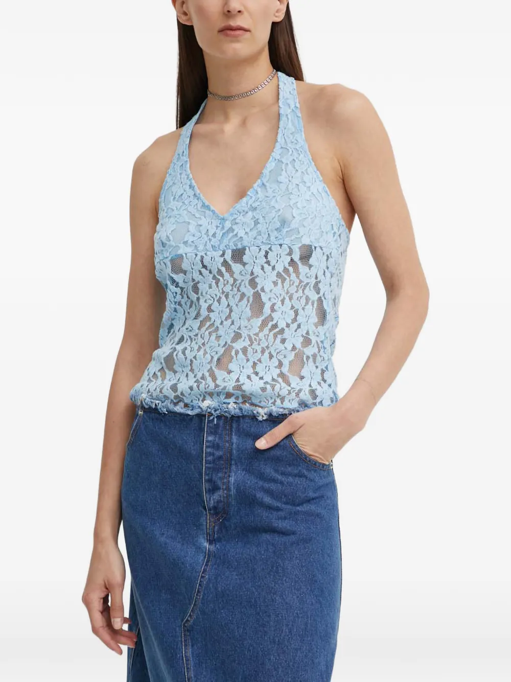 Résumé Top con scollo a V - Blu