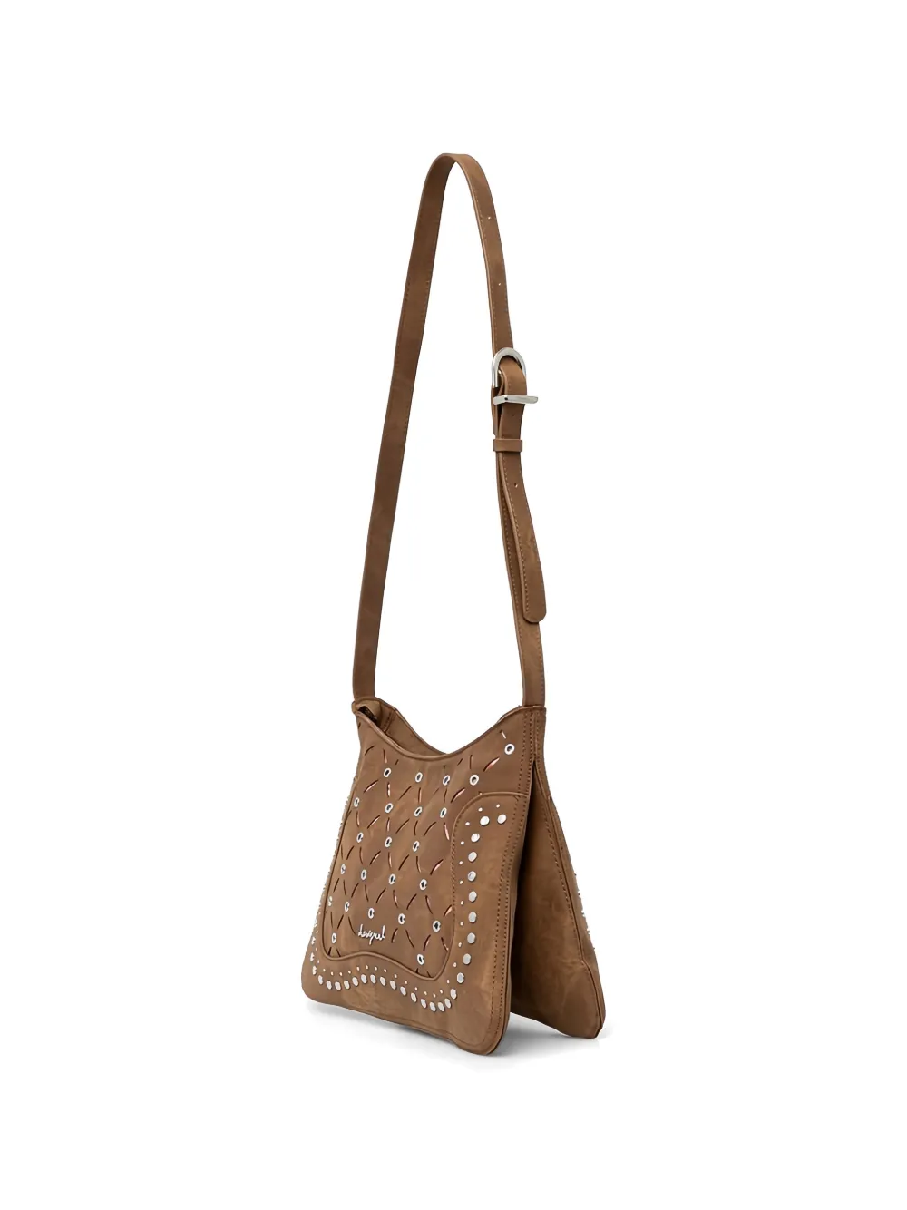 Desigual Crossbodytas met studs en uitgesneden details Bruin