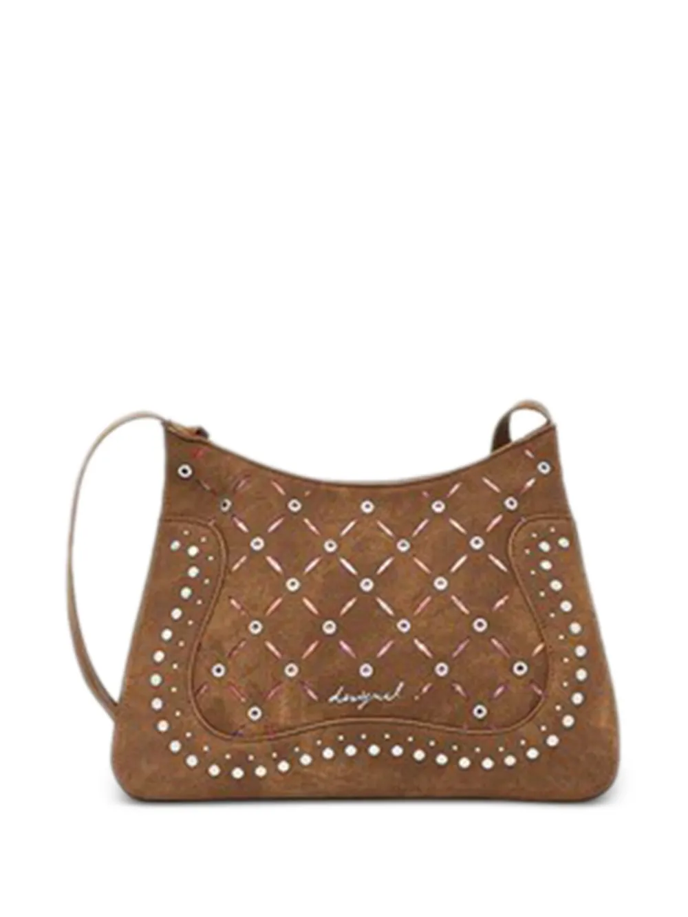 Desigual Crossbodytas met studs en uitgesneden details Bruin