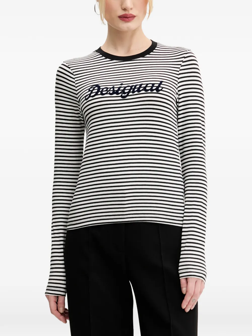 Desigual striped logo-print T-shirt