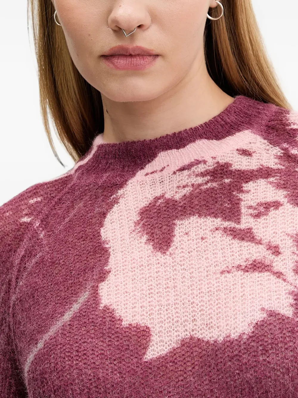 Desigual Hyder mottled crew-neck sweater Roze