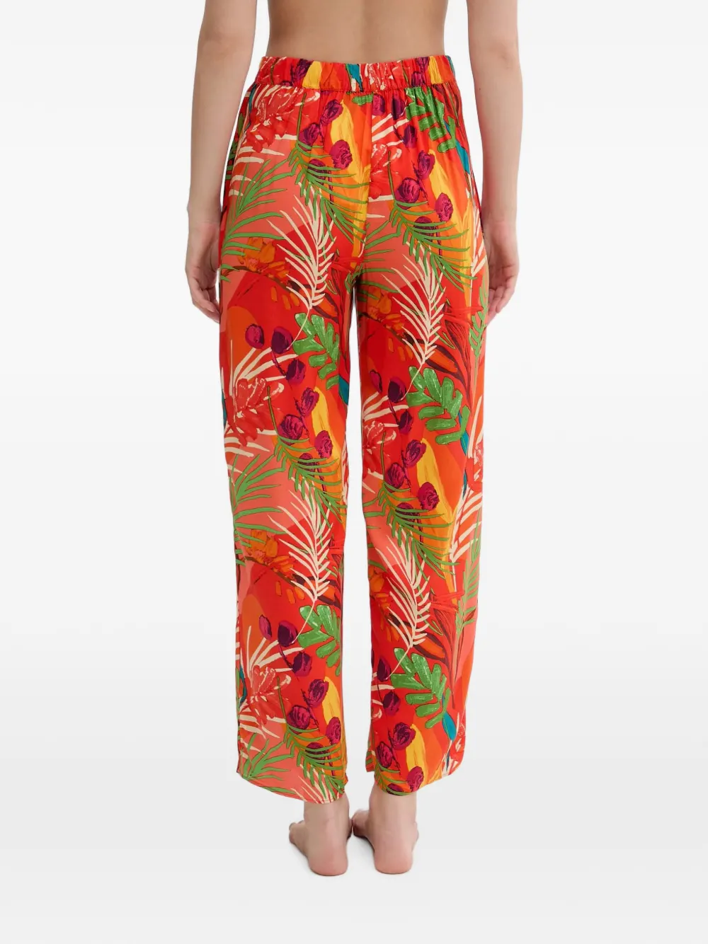 Desigual tropical-print wide-leg trousers Rood