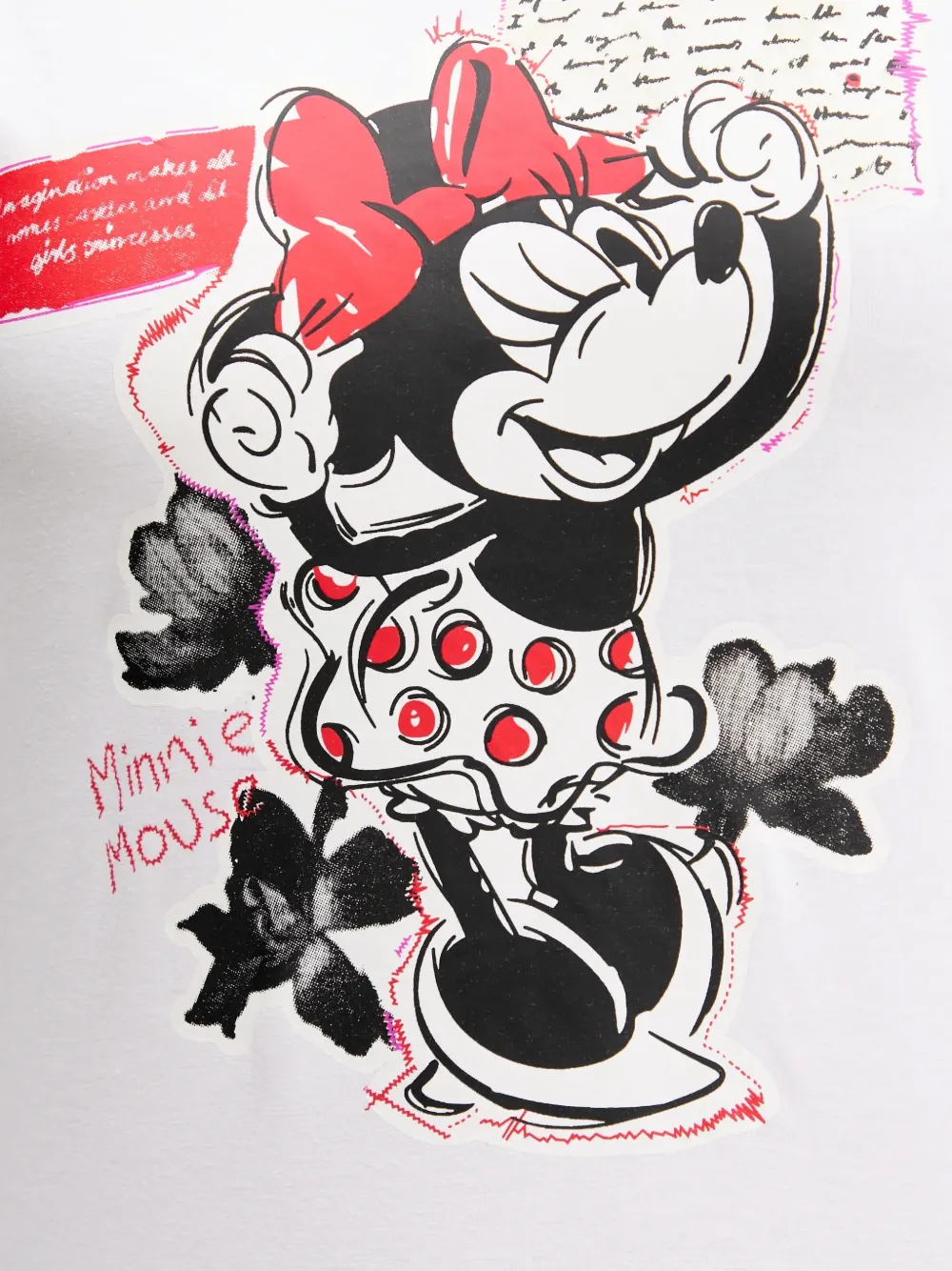 Desigual Minnie Mouse T-shirt met gestreepte mouwen Wit