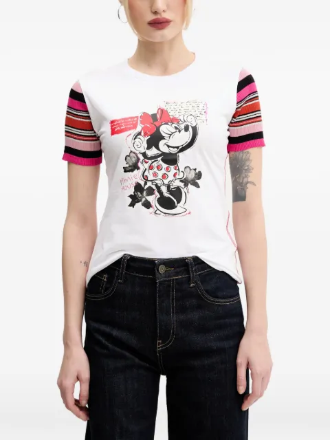 Desigual Minnie Mouse striped-sleeve T-shirt