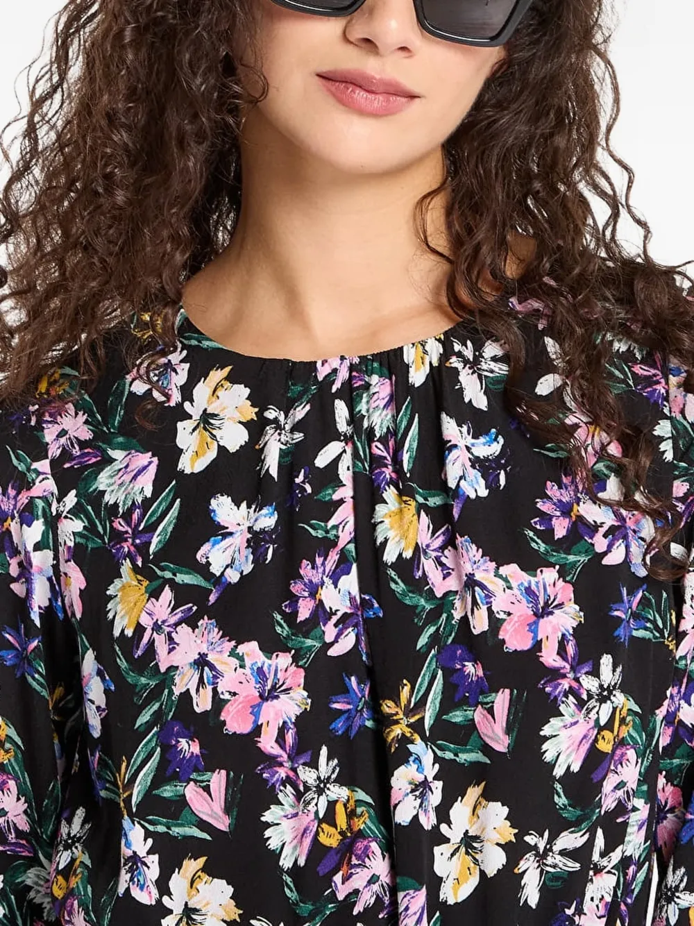 Desigual Jurk met bloemenprint en gestrikte taille Zwart