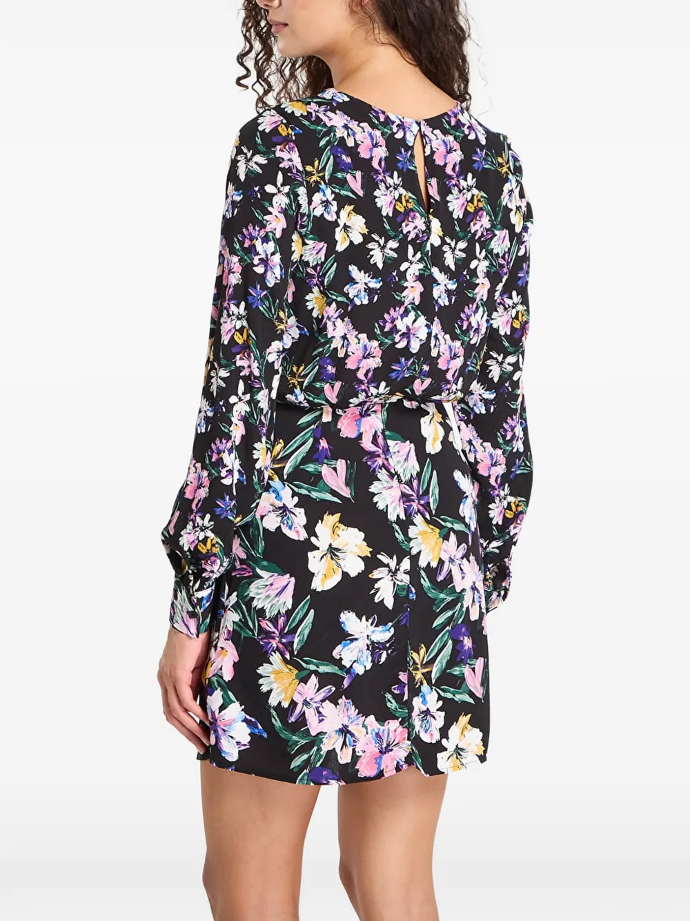 Desigual Jurk met bloemenprint en gestrikte taille Zwart