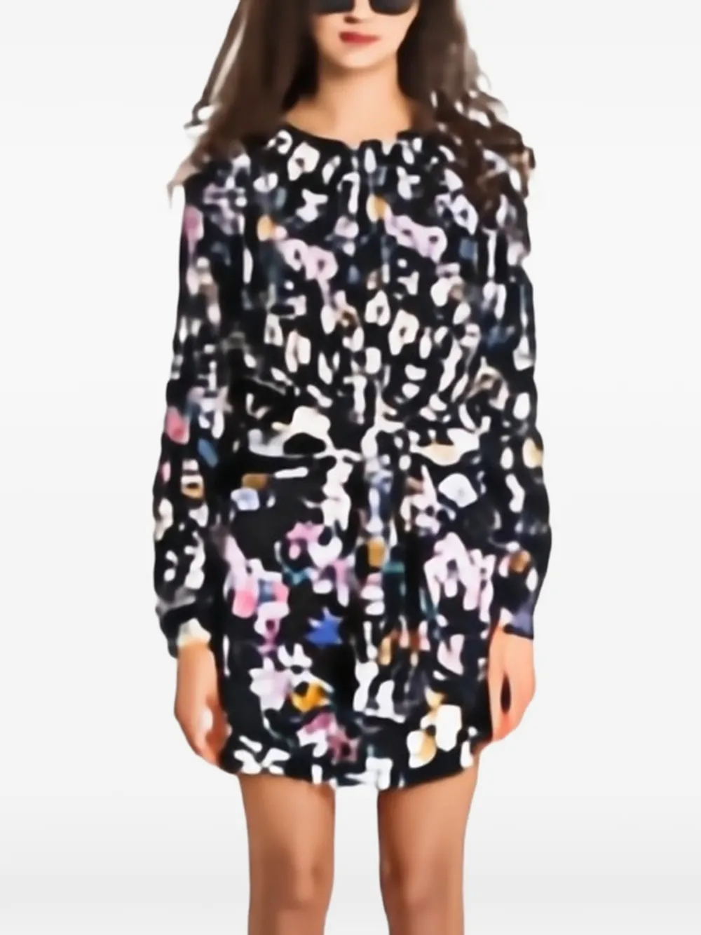 Desigual Midikleid mit Blumen-Print - Schwarz