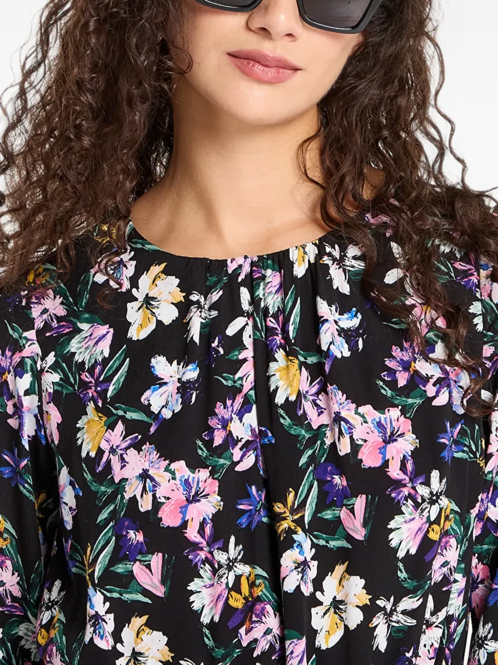 Desigual Jurk met bloemenprint en gestrikte taille Zwart