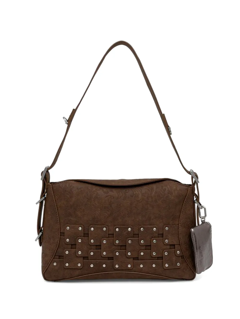 Desigual embossed studded satchel bag - Marrone