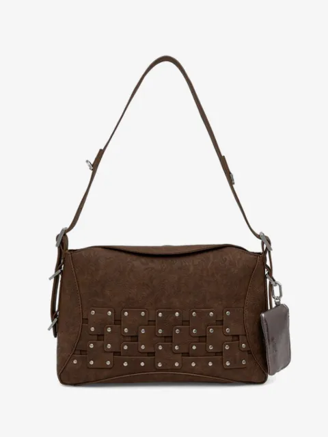 Desigual embossed studded satchel bag 