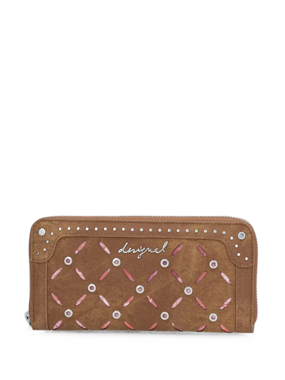 Desigual stud-embellished wallet - Marrone