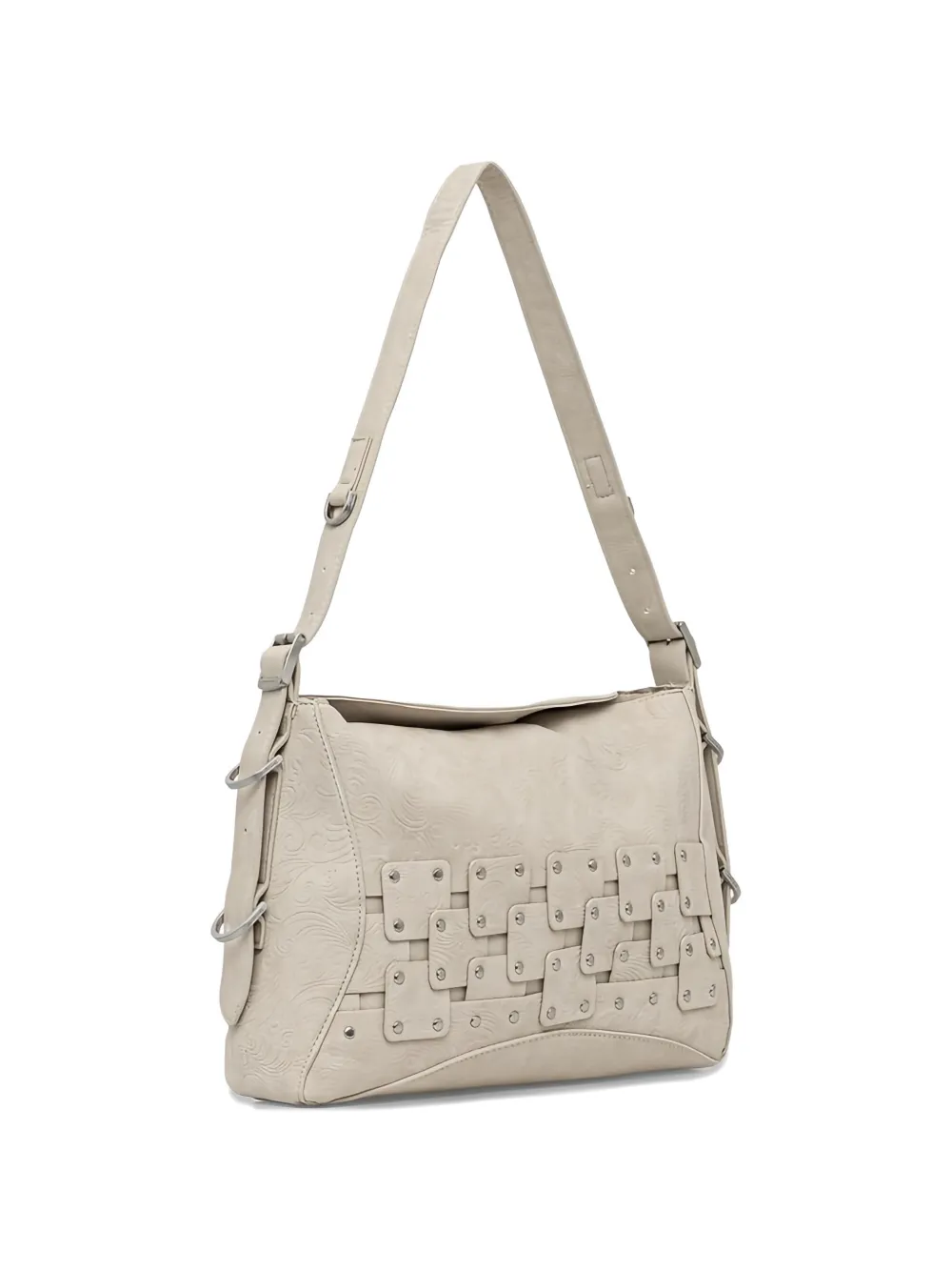 Desigual Schoudertas met studs en reliëf Beige