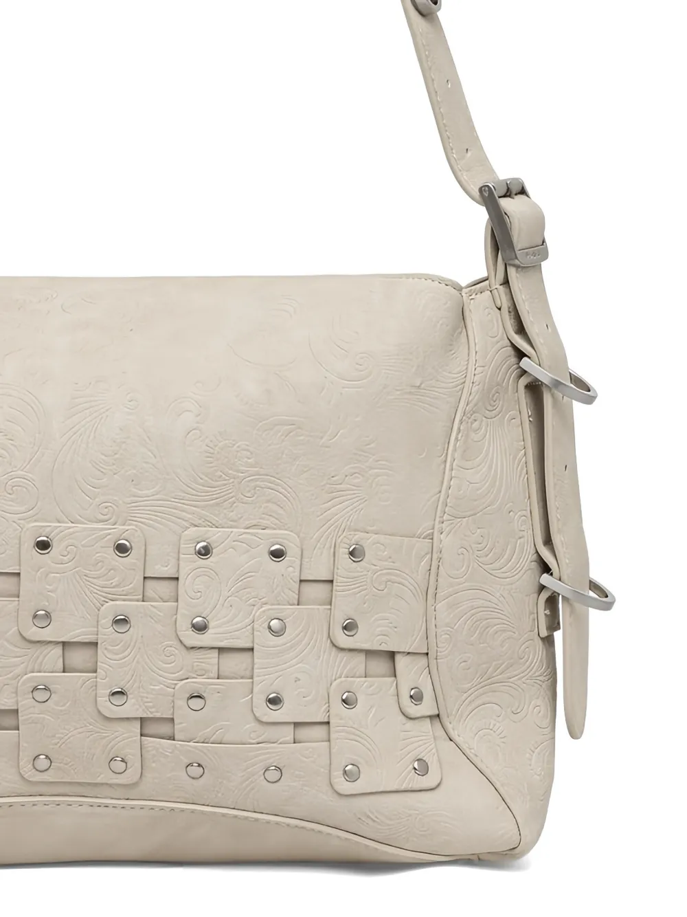 Desigual Schoudertas met studs en reliëf Beige
